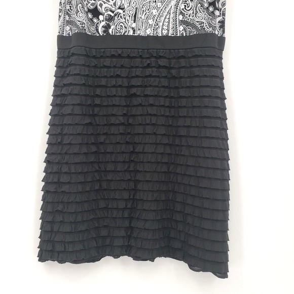 Suzie In The City Womens Dress Size XL Paisley Black White Ruffles Sleeveless - Picture 4 of 5
